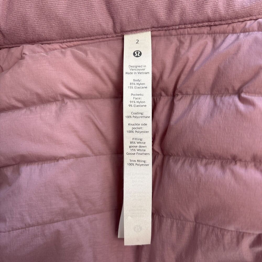 Lululemon Pack It Down Jacket Coat Puffer Pink Taupe Women's Size 2 - Picture 5 of 7
